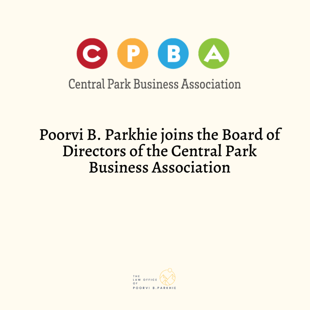 Poorvi Parkhie Central Park Business Association Board of Directors 